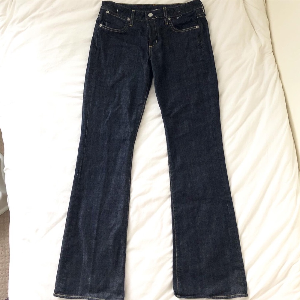 Vintage dark wash straight/slight flare denim